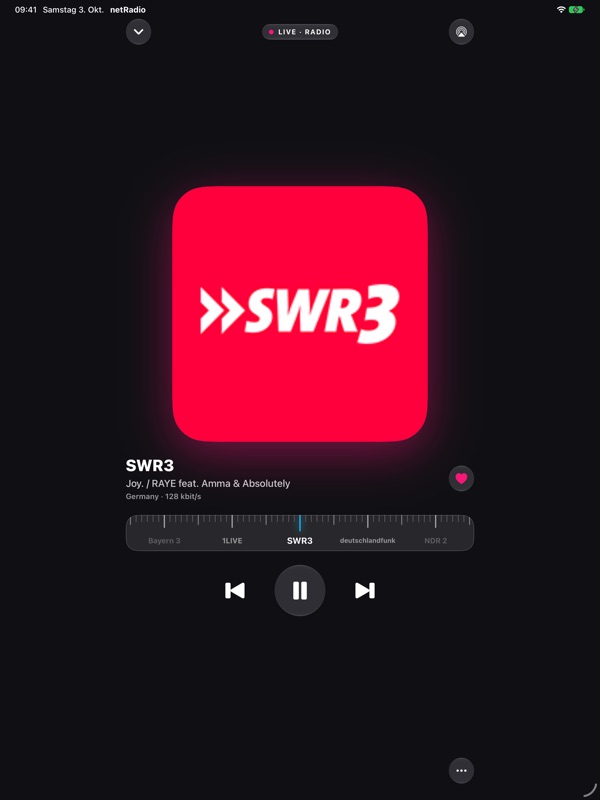 iPad: Radio-Player mit Favoriten-Skala