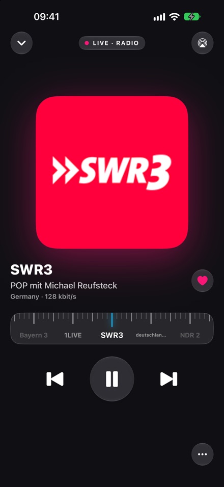 iPhone: Radio-Player mit Favoriten-Skala
