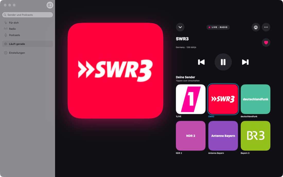 Mac: Radio-Player mit Favoriten-Skala