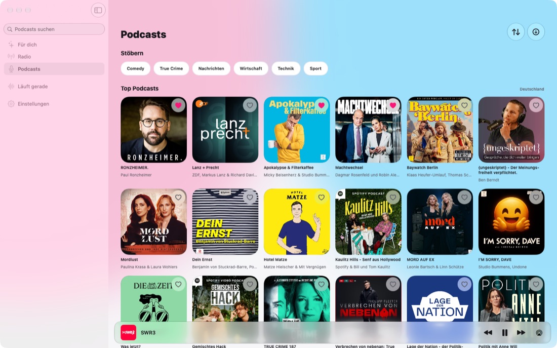 Mac: Podcast-Charts